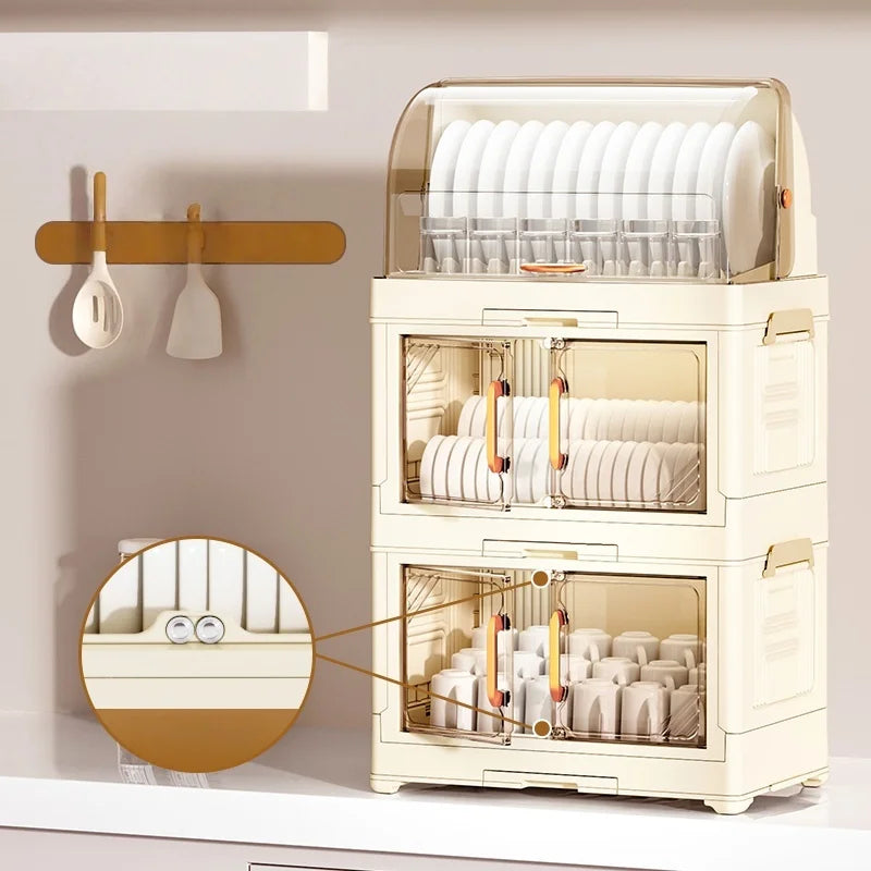 Multi-Tier Foldable Bowl Rack, Large Capacity,Kitchen Dish Drying Rack for Bowls/Cups/Dishes, Collapsible Multi-Combos Storage Oasis Select