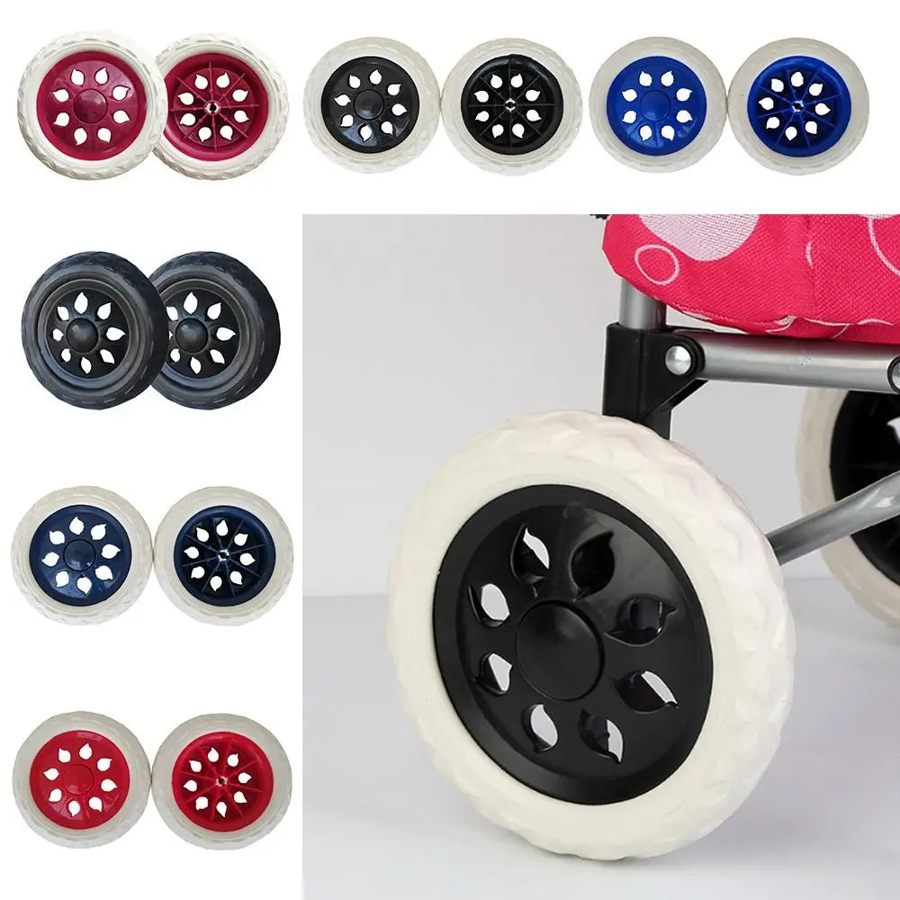2Pcs EVA Shoppin Cart Wheels 6.3Inch Replacement Travelling Trolley Caster Anti Slip Flexible Tire Wheel Luggage Accessories Oasis Select