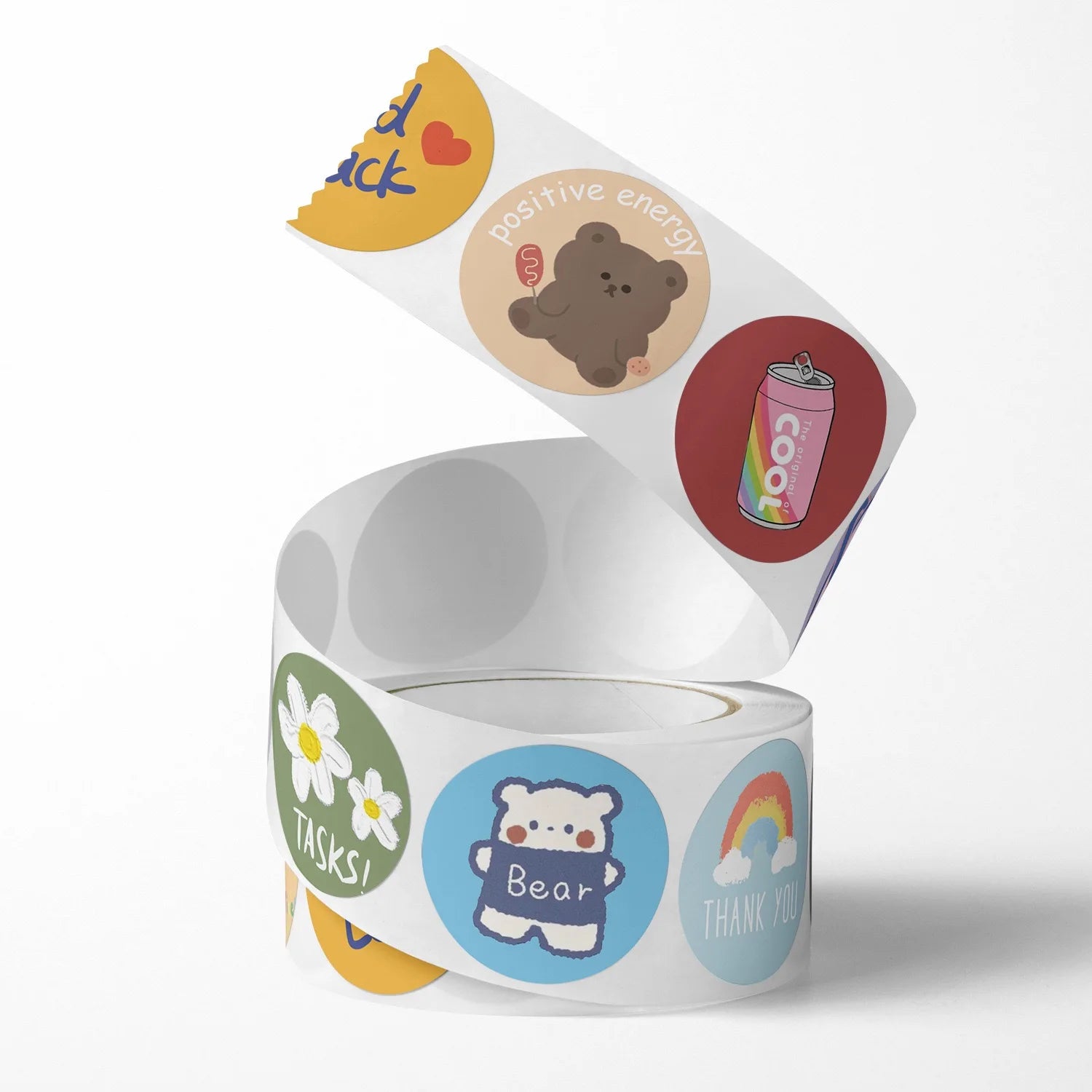 500pcs/roll 1 inch Cute Cartoon Stickers for Gift Wrap, Envelope Closure, Small Business Office Supplies, Diy Decor Oasis Select