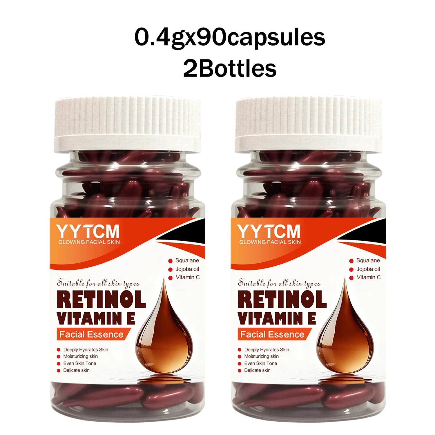 Retinol Vitamin E Deep Moisturizing Capsule Essence, Hydrates, Firms, and Smooths Skin, Contains Plant-Based Squalane, Vitamin C, Deep Moisturizing and Brightening Skin Essence (0.4Gx30 Capsules)/Pack-1 Pack Oasis Select 2 Bottles 90 Capsules