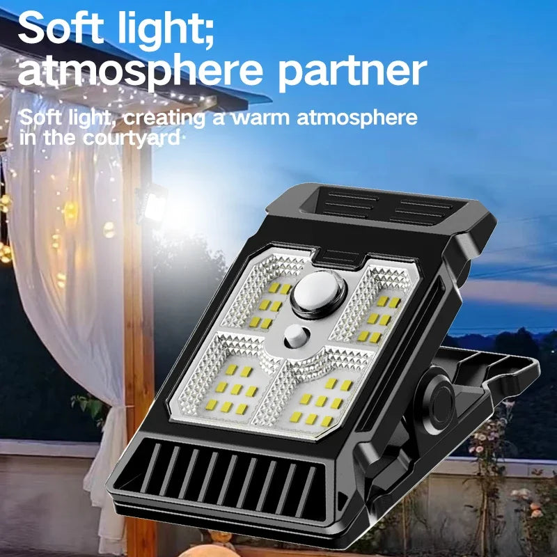 1PCS Solar Sensor Motion Light Outdoor Clip on Lawn Lamp Waterproof Work Light Camping Household Garden Lighting Courtyard Lamp Oasis Select