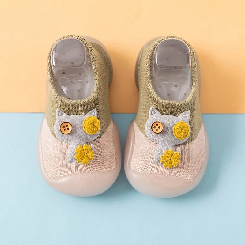 Comfy & Breathable Slip-On Shoes for Baby Boys & Girls - Perfect for First Walkers Toddlers Cartoon Baby Walking Socks Oasis Select Blending green 26-27