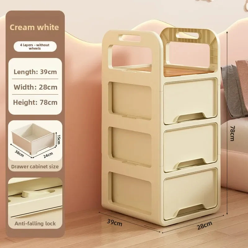 Multi-functional Drawer storage cabinet household living room snacks toys plastic storage box Oasis Select White 28-4A