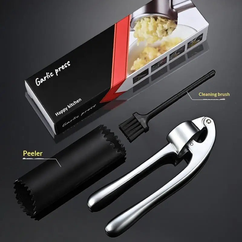 Zinc Alloy Garlic Press With Peeler And Cleaning Brush Rust Resistant For Home Kitchen Prep Oasis Select one size