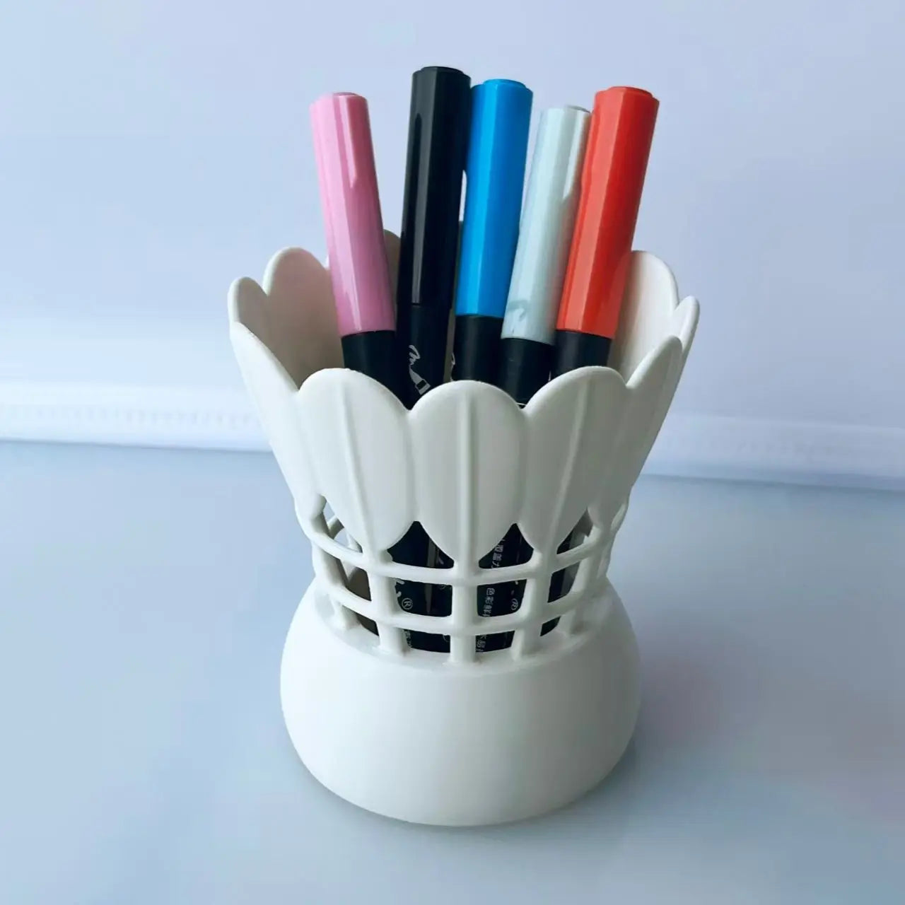Minimalist Badminton Shuttlecock Shaped Pen Holder Creative Hollow PAL Pencil Cup Desk Organizer for Office Home Decoration Gift Oasis Select