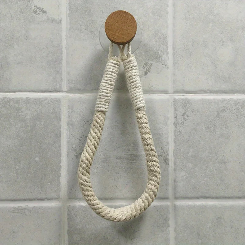 Retro Hemp Rope Toilet Paper Holder – Punchless Wall Mount Toilet Paper Holder Oasis Select