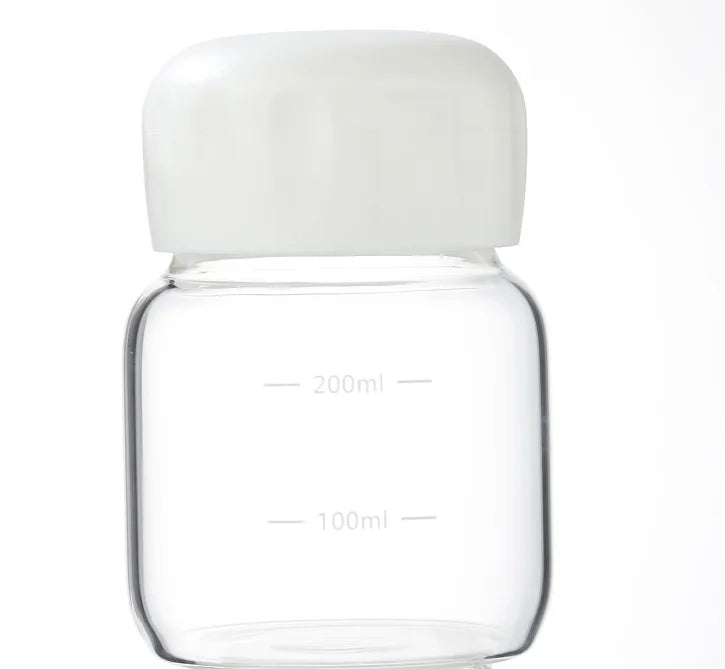 300ML Small Glass Water Bottles with Lid Portable Cute Mini Cylindrical Solid Color Leak Proof Water Cup Student Drinking Bottle Oasis Select White 150ml