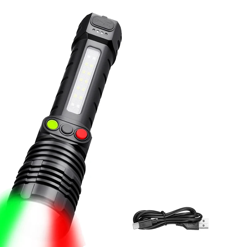 Rechargeable 30W LED Flashlight Ultra Bright Tactical Zoom Spotlight Flashlights for Outdoor Hunting Security Self-defense Torch Oasis Select 491B 1PC ZOOM
