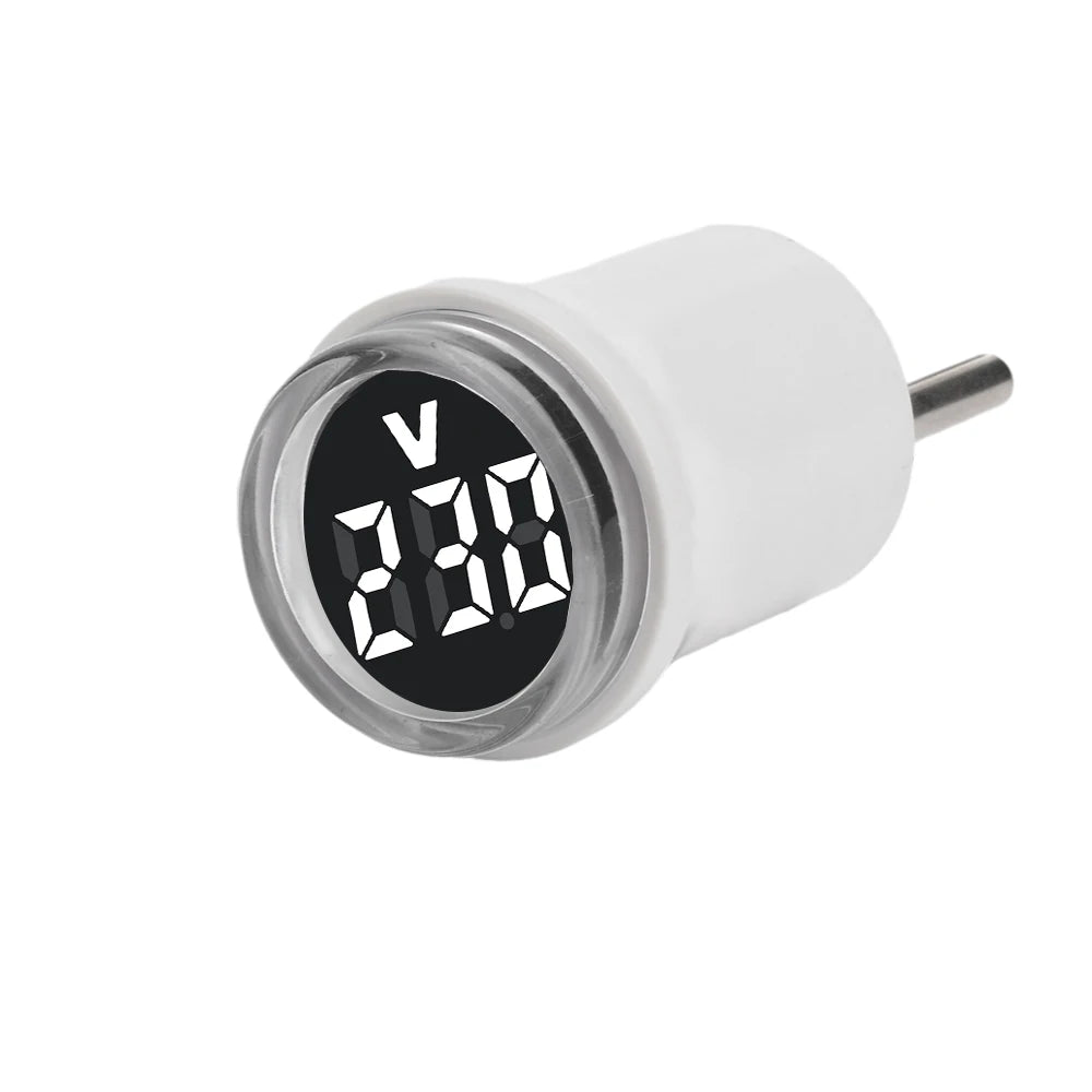 LED Digital Voltmeter AC 50-500V Round Mini Voltage Meter Red/White/Blue/Green/Orange Voltage Tester Voltage Monitor EU Plug Oasis Select White