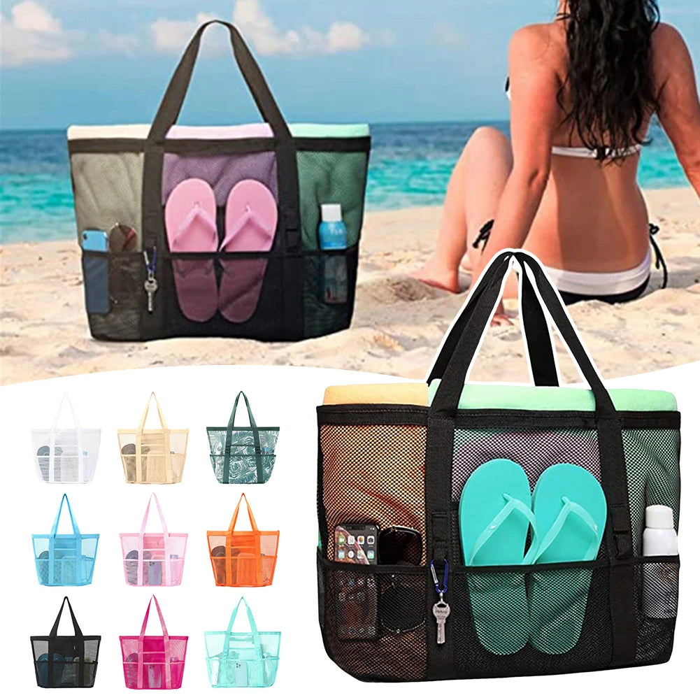 Mesh Beach Tote Bag | Large Multi-Pocket Pool & Travel Bag
