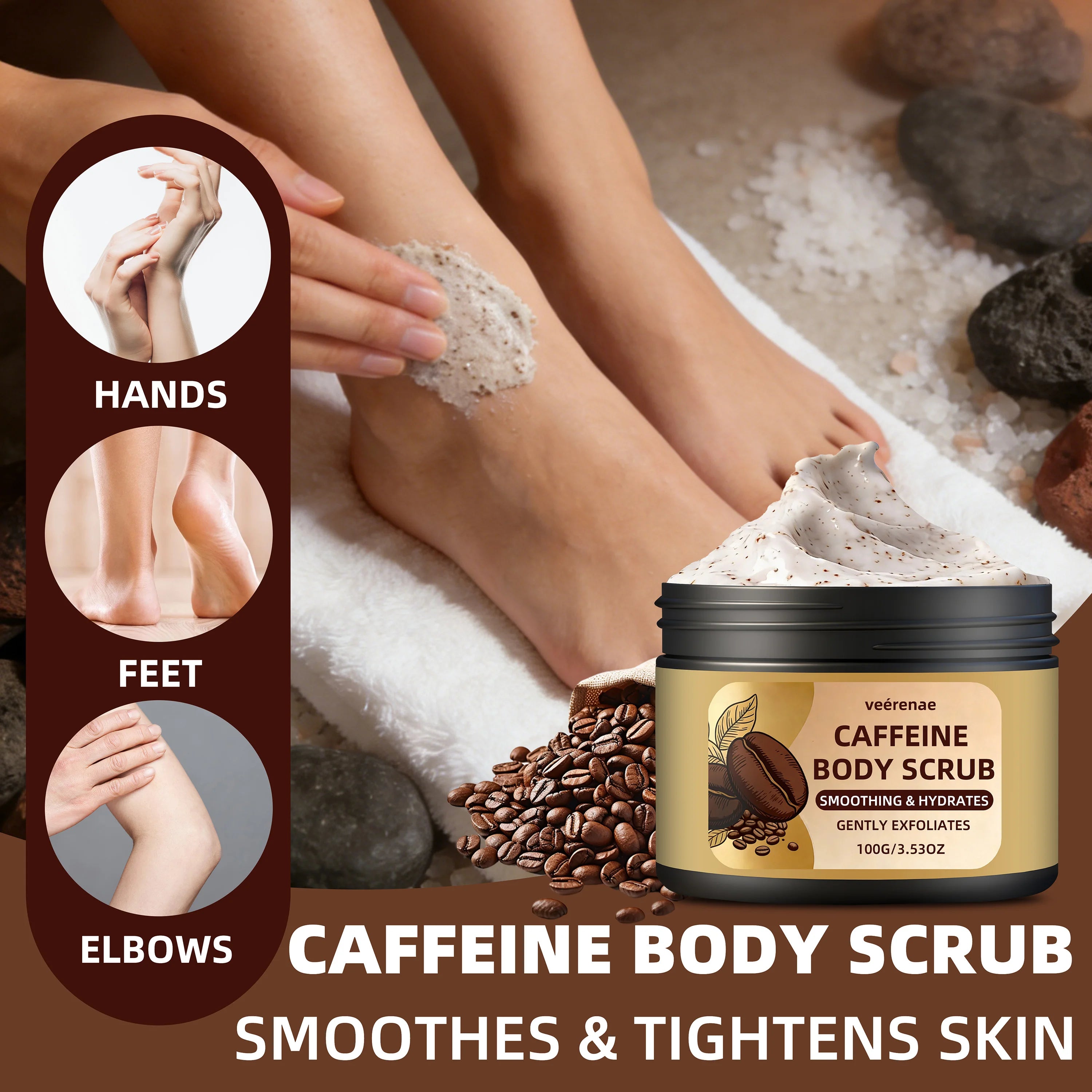 veérenae Caffeine Coffee Body Scrub – Smooth & Radiant Skin
