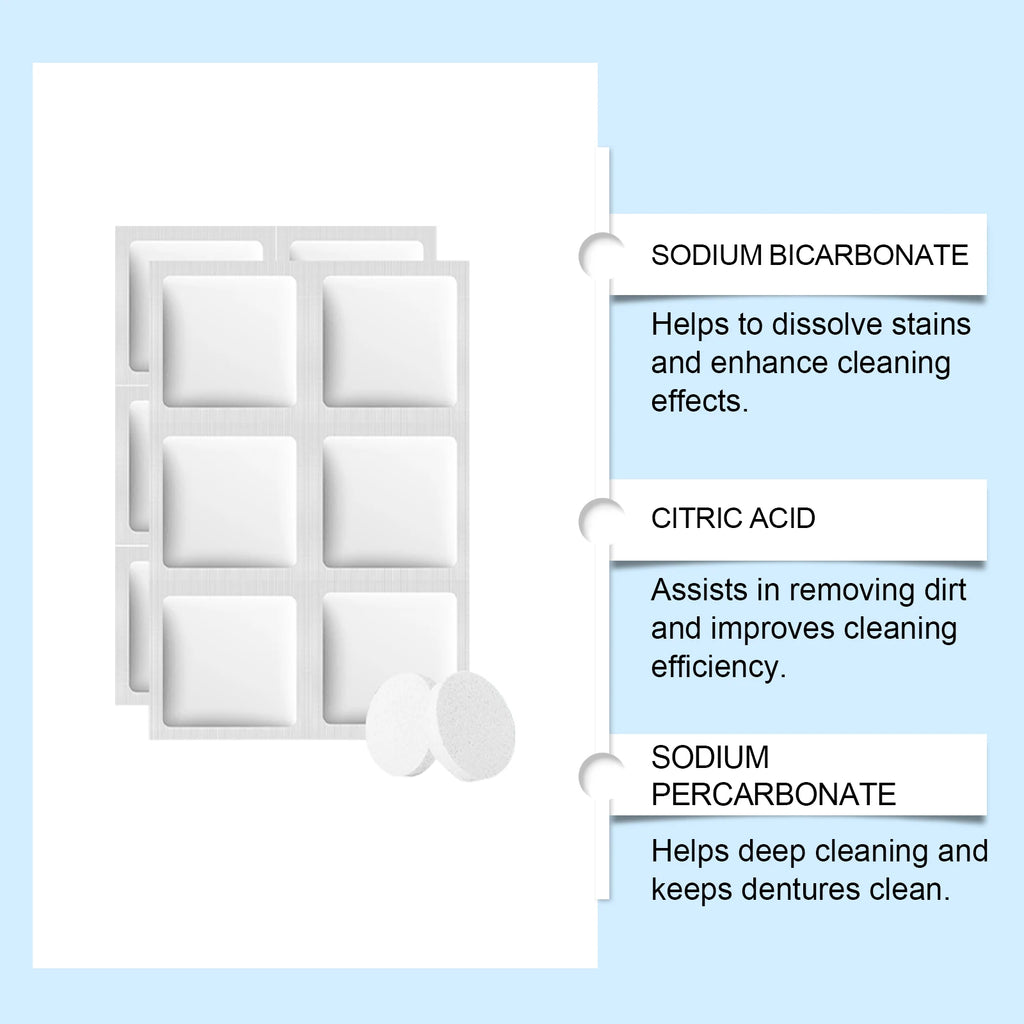 Denture Cleaning Effervescent Tablets – Daily Stain Remover Denture Cleaner Tablets Oasis Select