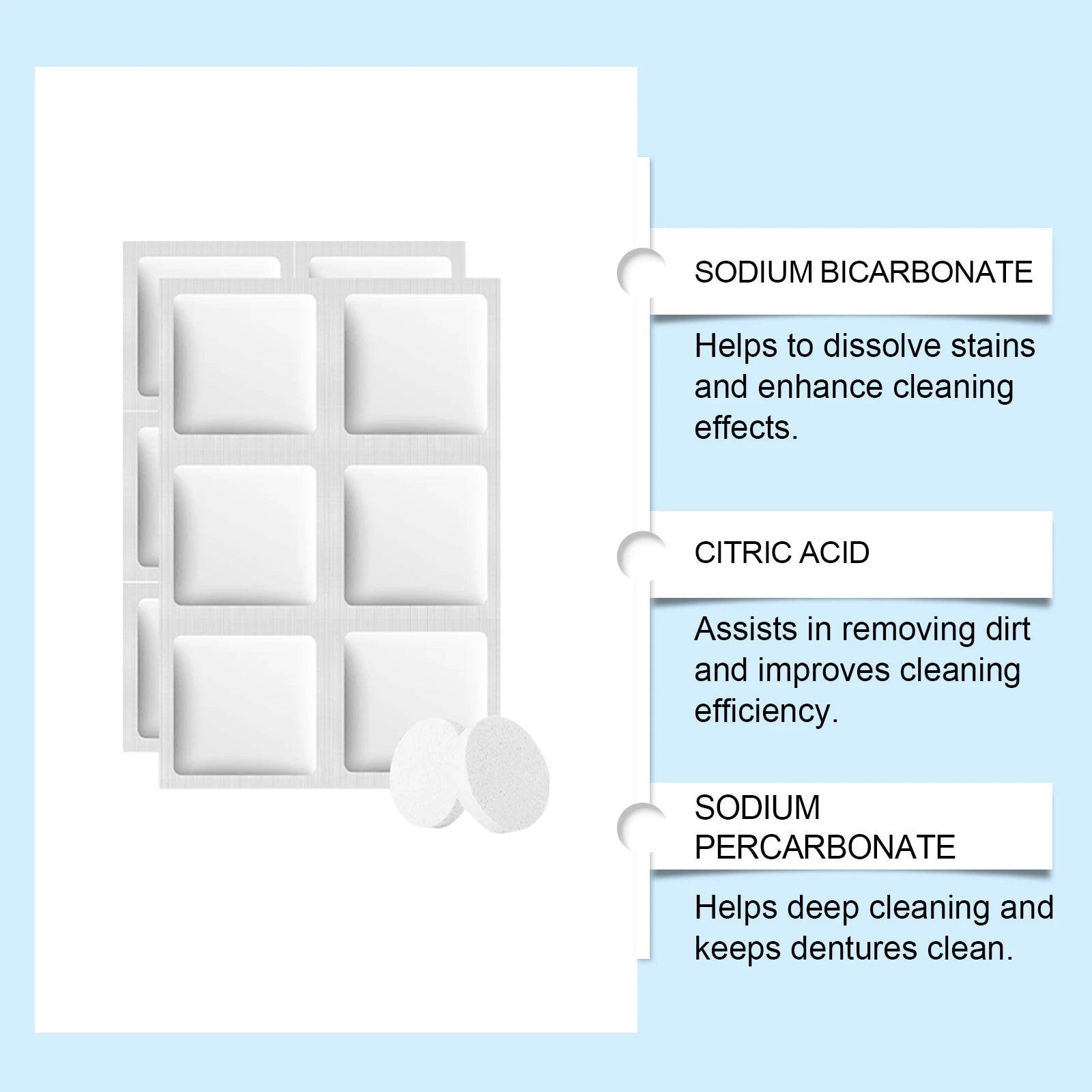 Denture Cleaning Effervescent Tablets – Daily Stain Remover Denture Cleaner Tablets Oasis Select