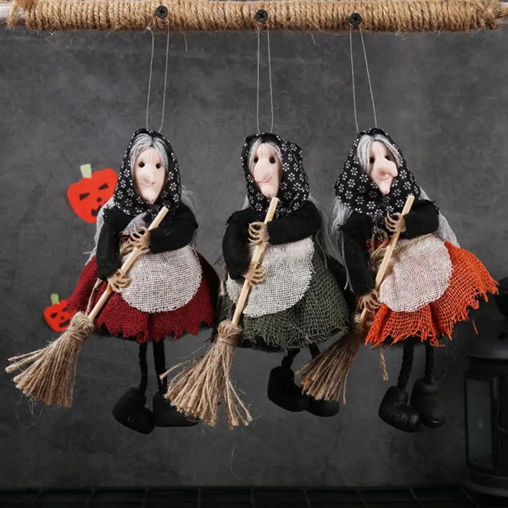 Halloween Witch Apron Ornament | Cute Broom Pendant Decor
