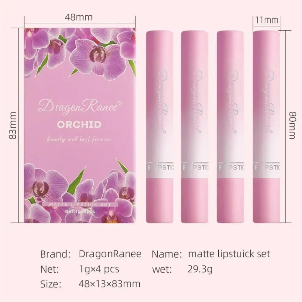 Dragon Ranee 4-Piece Velvet Matte Lipstick Set – Waterproof