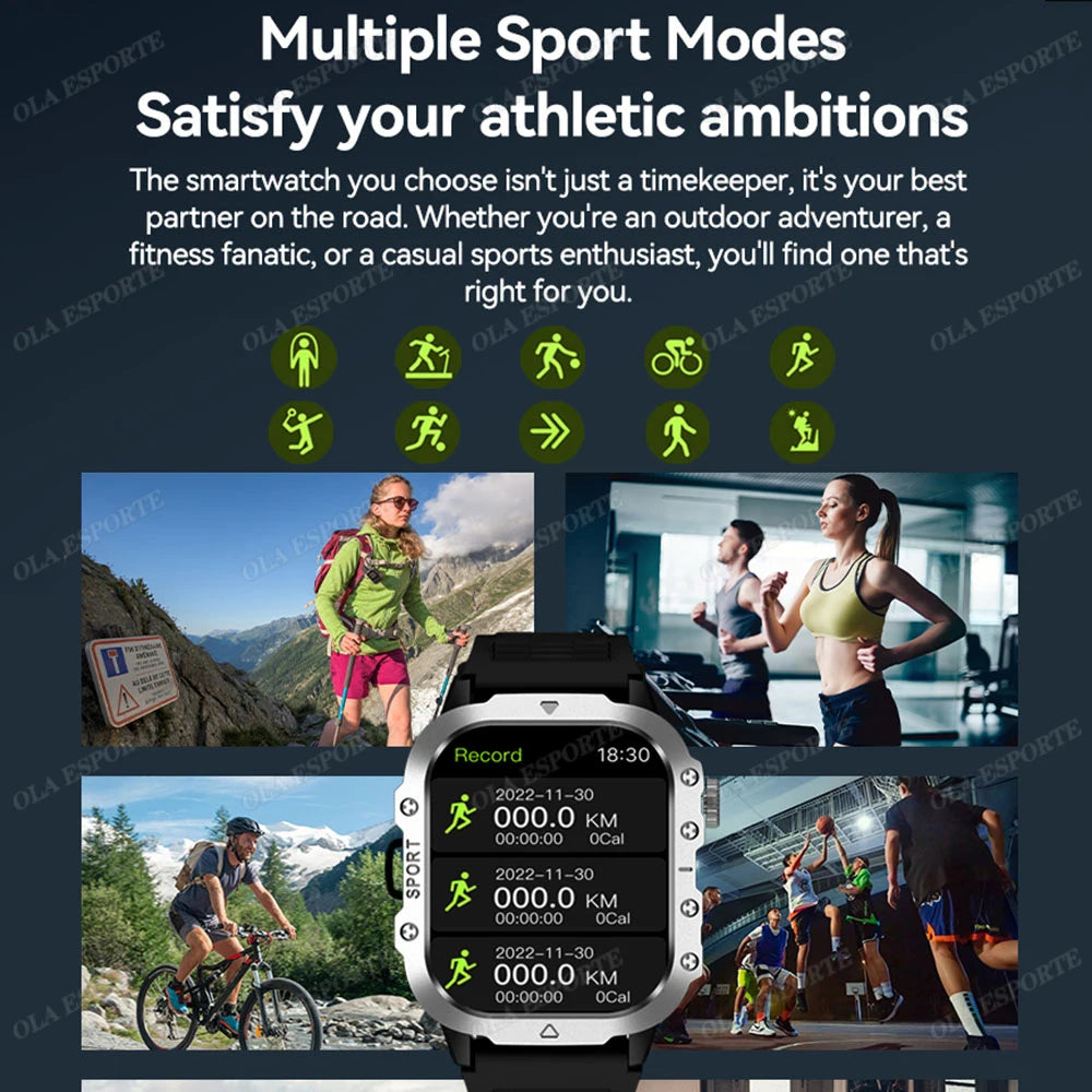 Ola Esporte 2.01" HD Smart Watch – Bluetooth & LED Flashlight