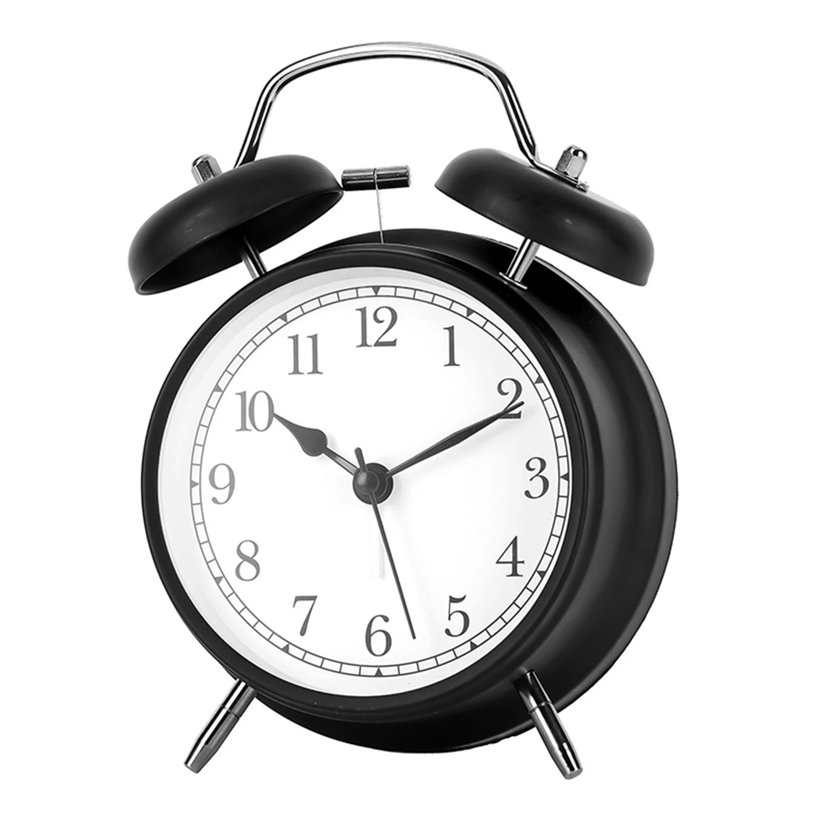 Vintage Twin-Bell Metal Alarm Clock with Night Light | Bedside