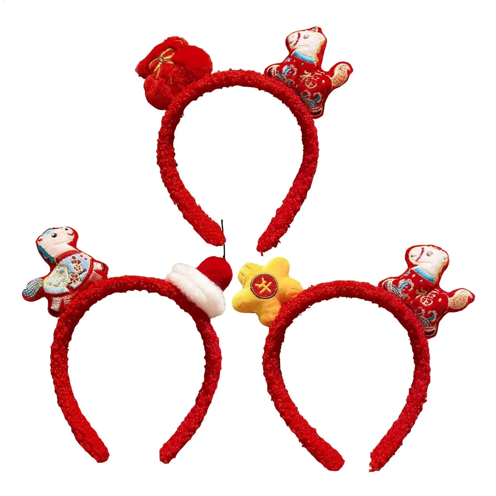 Funny Cartoon Horse Headband New Year Headband Plush Pony Mascot Hair Hoop Plush Fortune Hairband Spring Festival Headband Oasis Select