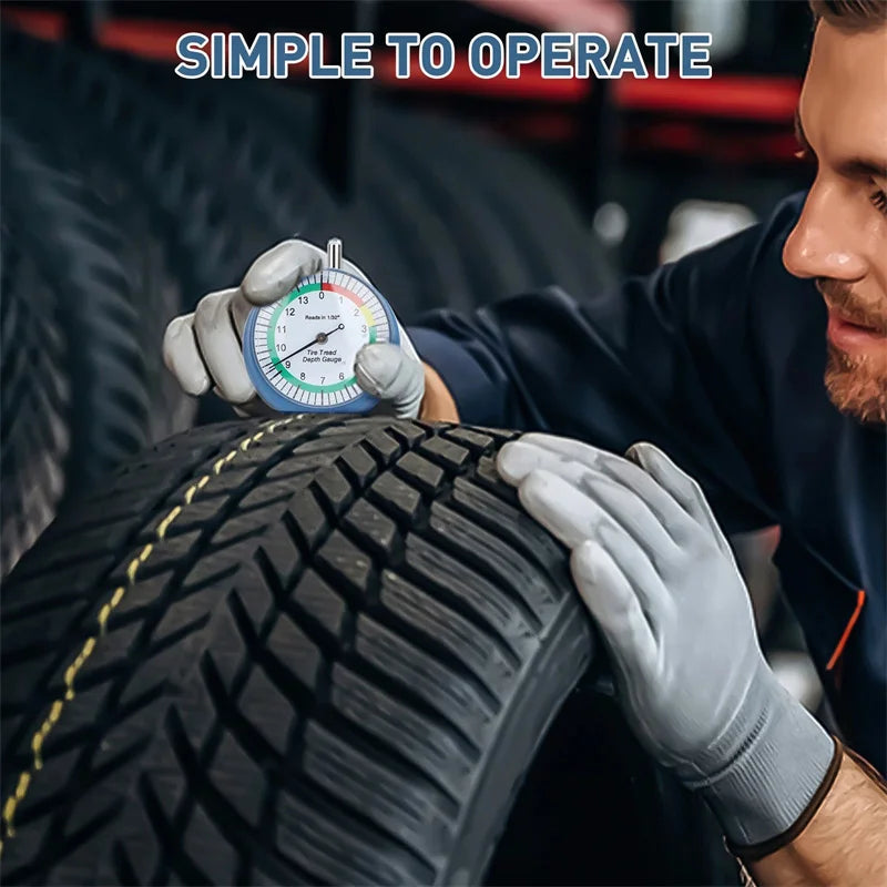 Tire Tread Depth Gauge Dial Type Tire Tread Depth Gauge Professional For Motorcycle Car Truck & Bus Easy Reading Dial Oasis Select