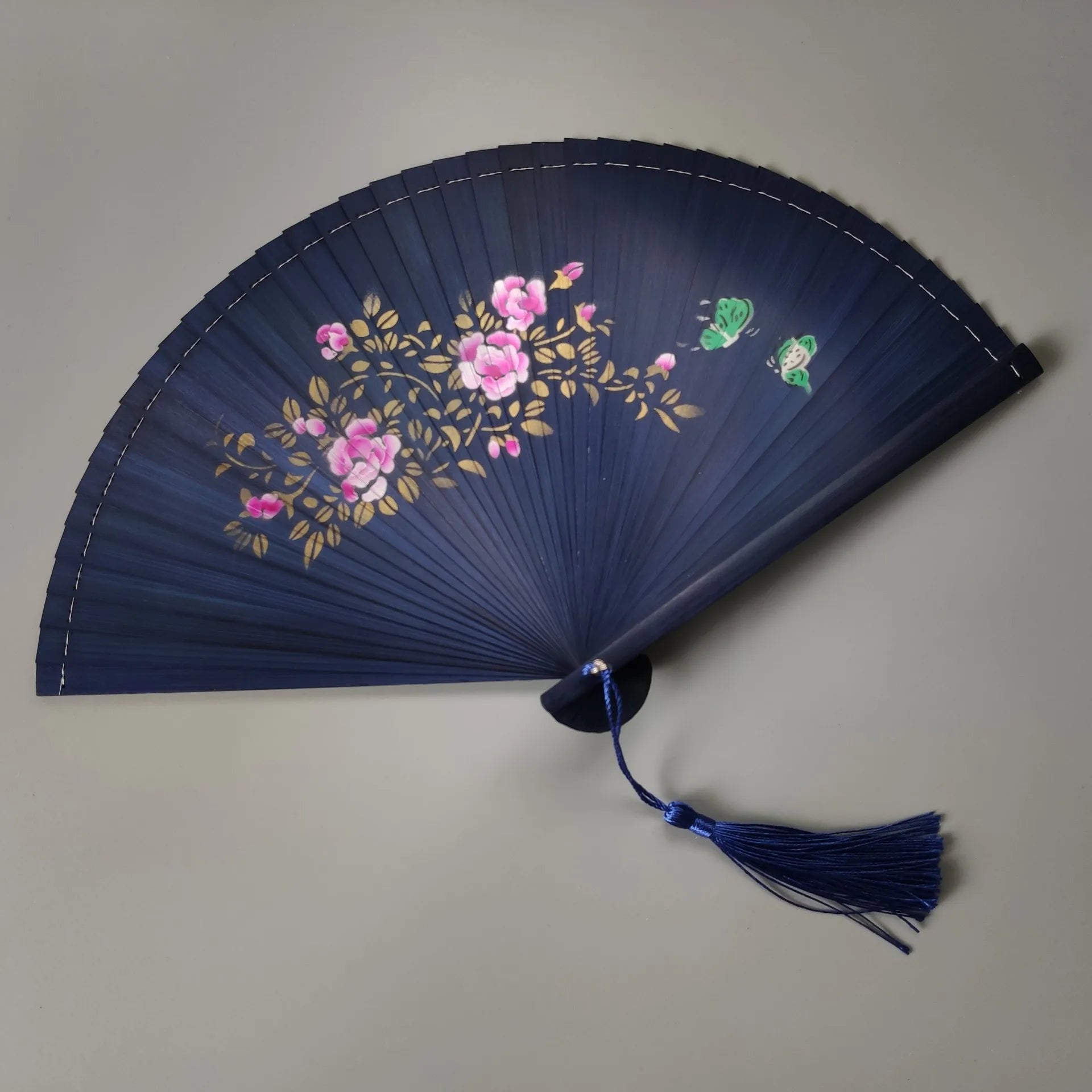 All Bamboo Spray Painting Fan High-end Fine Dance Hollow Carving