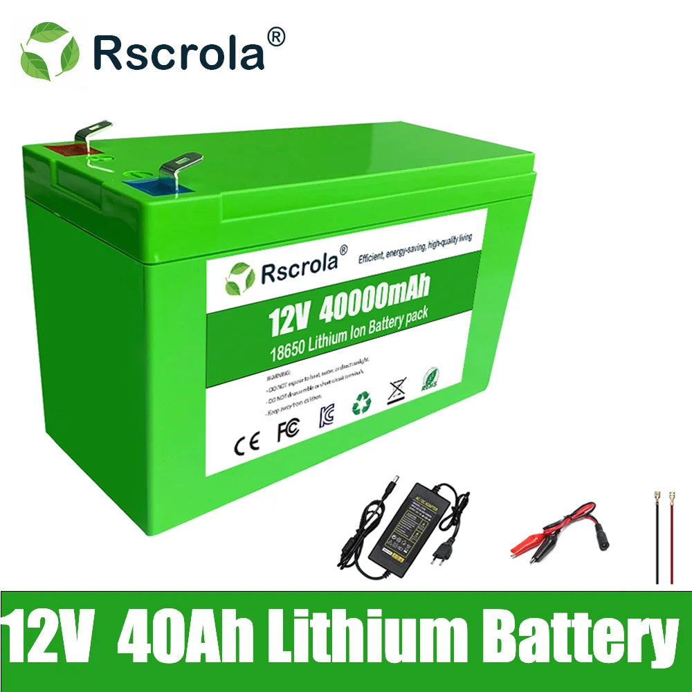 Li-ion 12V 40Ah 30Ah 20Ah 18650 Lithium Rechargeable Battery Pack for Sprayer Kids Electric Toy Car Scale Access Control+Charger Oasis Select