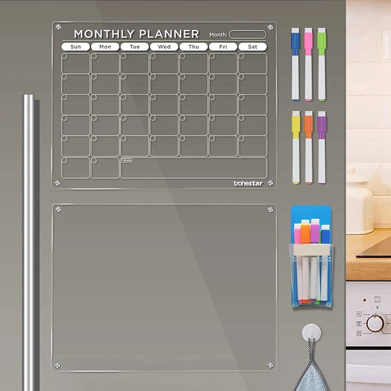 1Set Magnetic Acrylic Calendar For Fridge Clear Fridge Calendar And Memo Magnetic Planning Boards Set Colorful Oasis Select