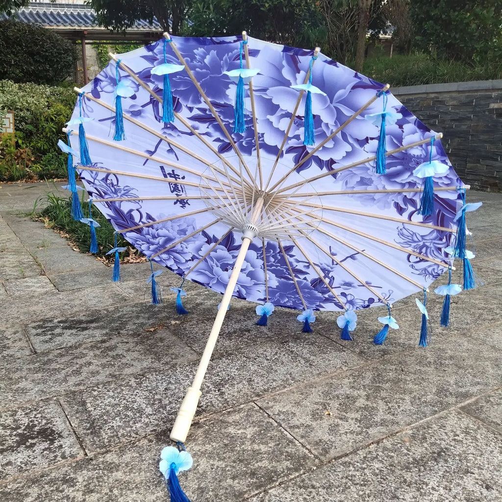 Antique Hanfu Fringe Umbrella Performance Photo Props Dance Silk