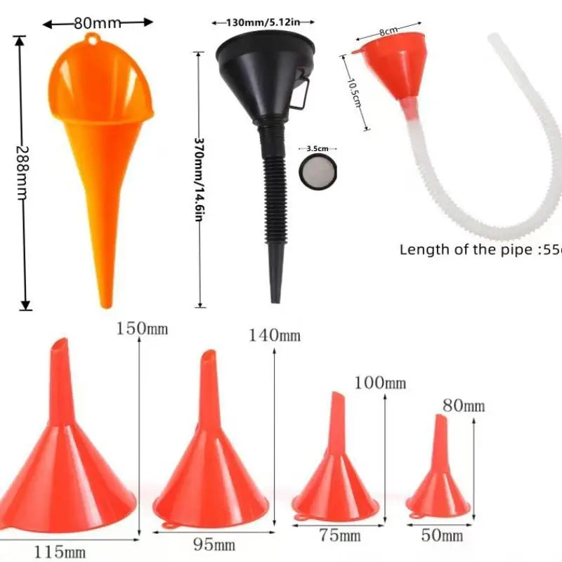 1 Set Plastic Oil Funnel Right Angled Funnel Car Motorcycle Multi Caliber Refueling Funnel Kit Detachable Nozzle And Filter Oasis Select A2