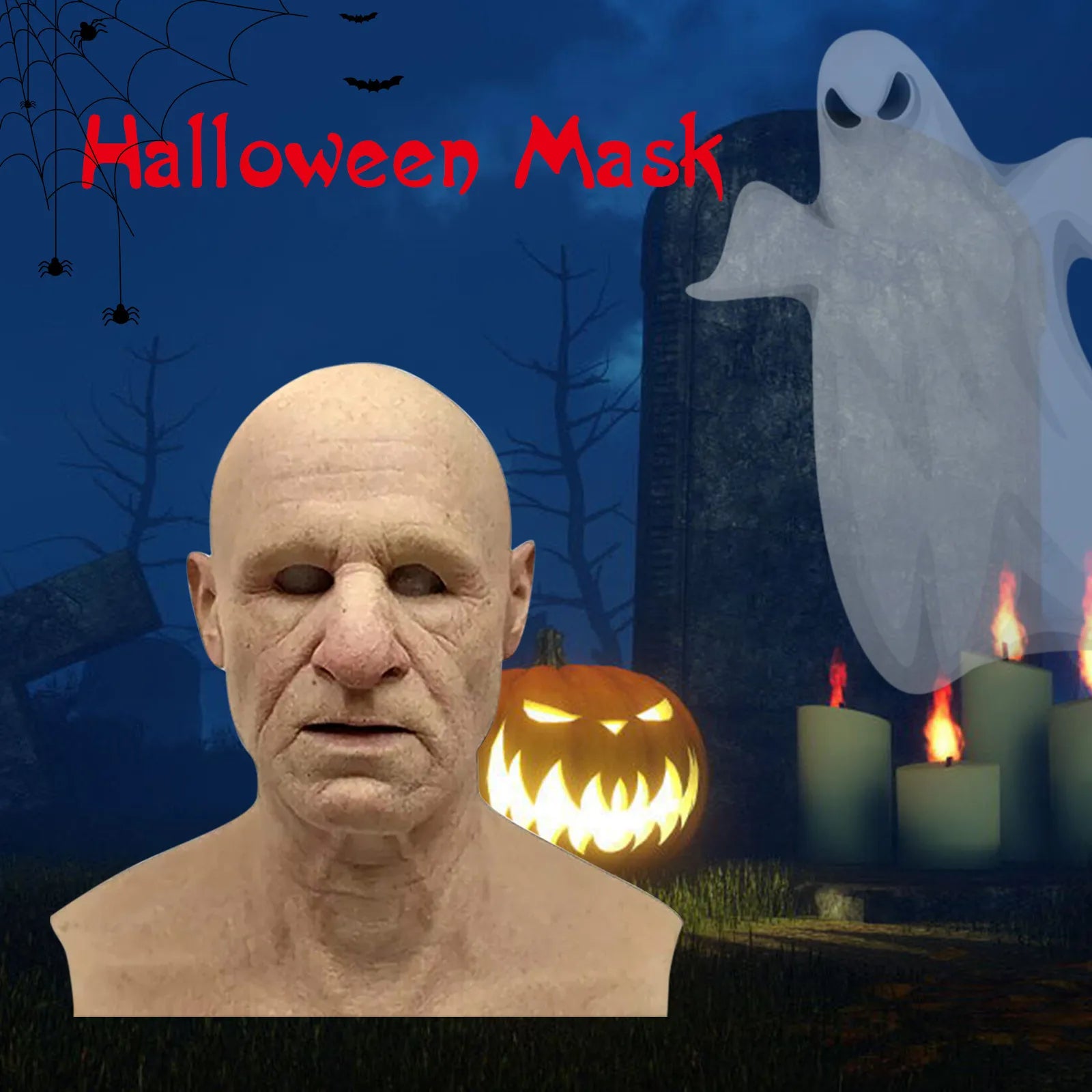 Grandpa Grandma Full Head Latex Mask – Halloween Cosplay Halloween Costume Mask Oasis Select A