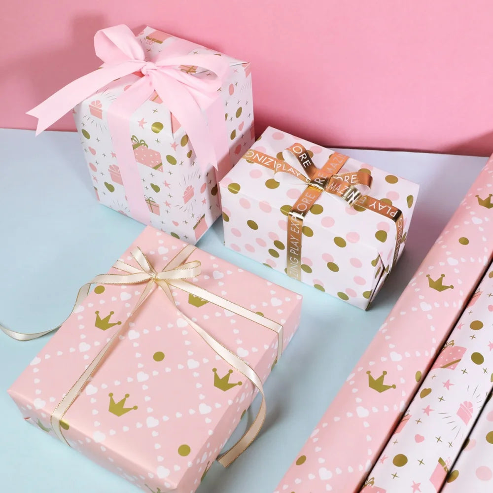 Pink Glitter Marble Christmas Wrapping Paper | DIY Gift Wrap