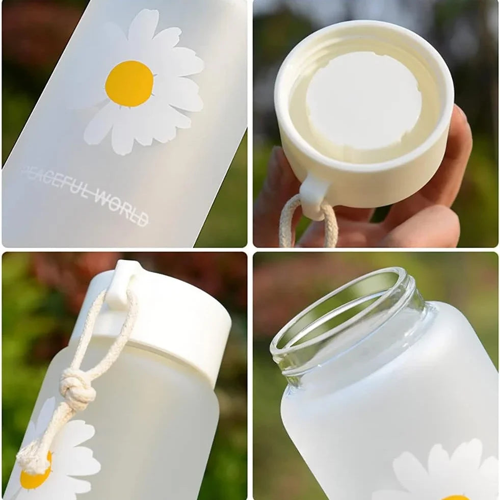 Small Daisy Frosted Plastic Mug Transparent Portable Travel Tea Cup BPA Free Cute Outdoor Girl Water Cup Children Water Bottle Oasis Select
