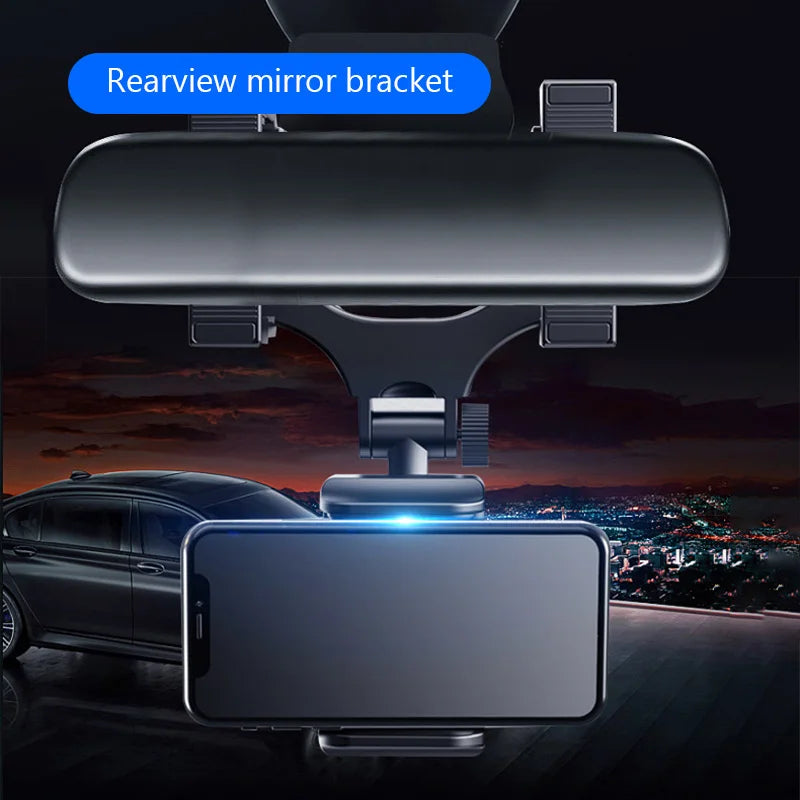 SEAMETAL Rearview Mirror Phone Holder for Car Free Rotation Adjustment Phone Mount Stable Gripper Smartphone Navigation Bracket Oasis Select