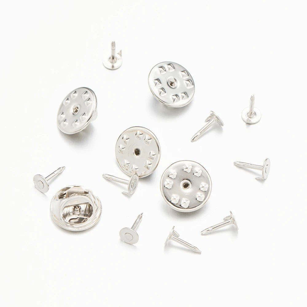 100pcs/Lot Metal Brooch Base Pin Back Squeeze Badge Holder Butterfly Clasp For DIY Handmade Jewelry Making Crafts Accessories Oasis Select Silver Set 1
