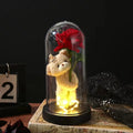 Eternal Rose in Glass Dome Artificial Flower with Bear Desk Accessories Christmas Valentine's Day Gifts Party Favors Oasis Select Red