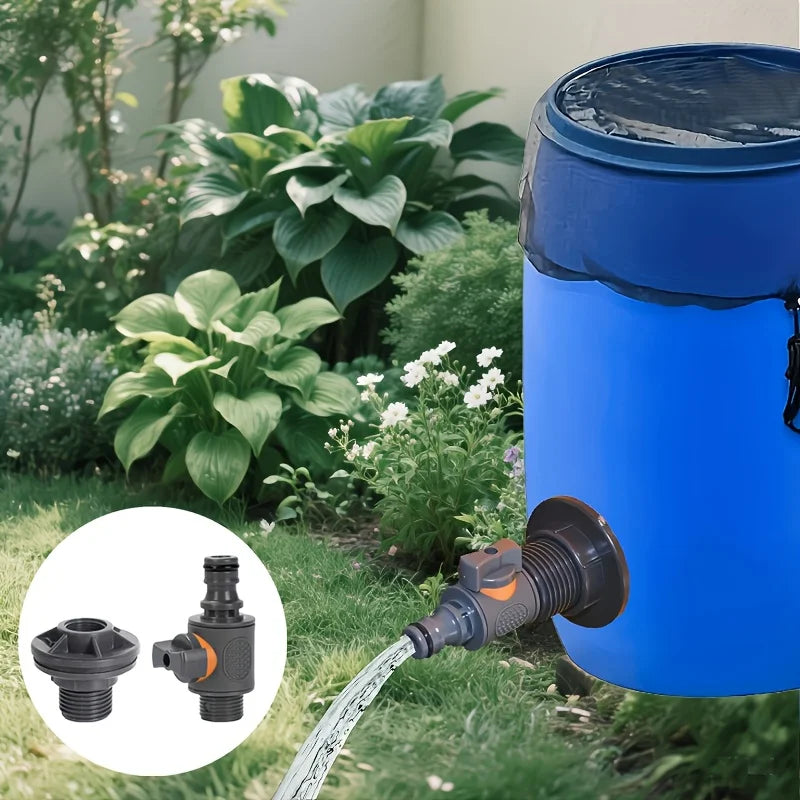 2PCS PVC/IBC Water Tank Adapter with Valve, 1/2 "- DN15 External Thread Connector, Compatible with EU/US Standard Hoses Oasis Select Grey