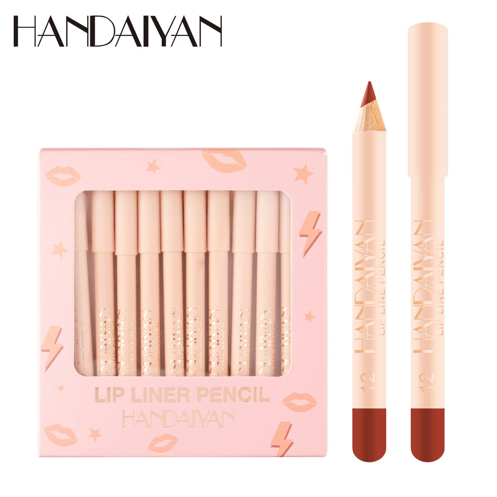 Handaiyan 12-Piece Waterproof Matte Lip Liner Set | Long-Lasting