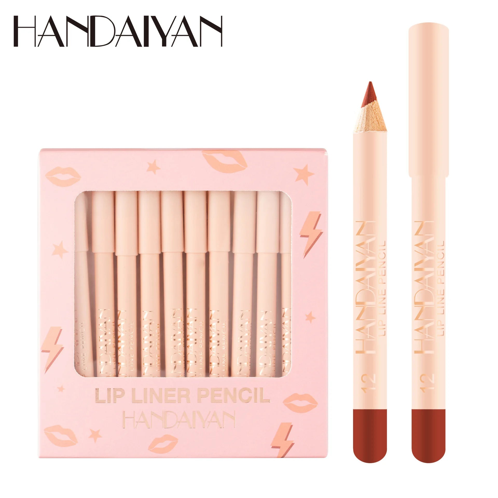 Handaiyan 12-Piece Waterproof Matte Lip Liner Set | Long-Lasting