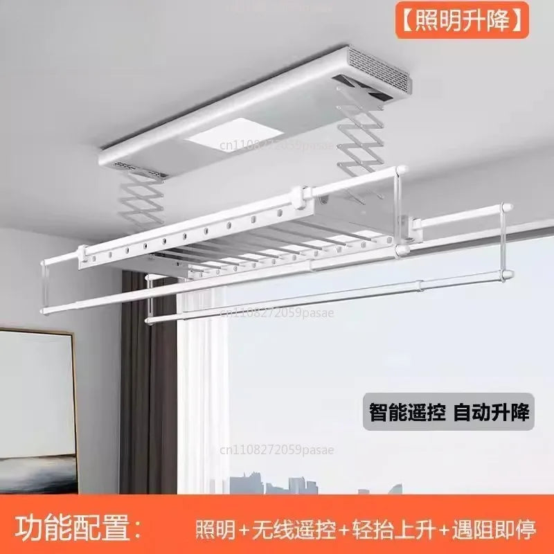 Electric Telescopic Clothes Dryer – Smart Remote 4-Pole Hanger