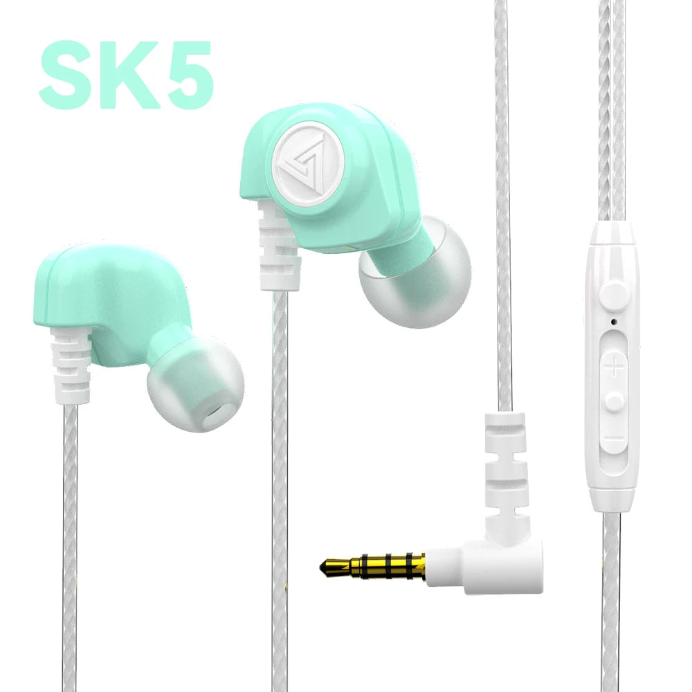 Original QKZ AK6 Copper Driver HiFi Wired Earphone Race Sport Headphone Bass Stereo Headset Music Earbuds 3.5MM In Ear With Mic Oasis Select SK5-Green