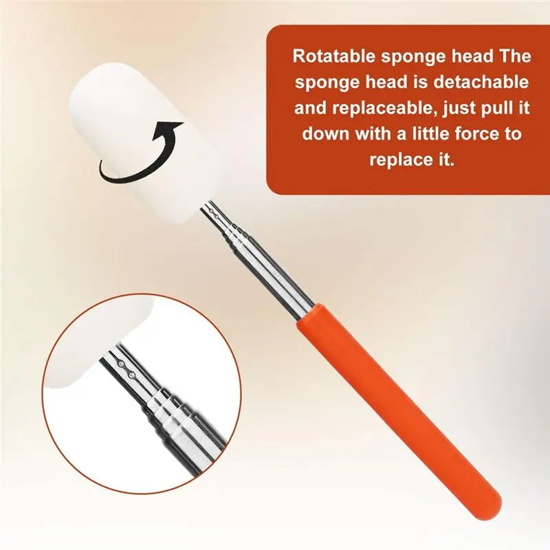 LIKE WISH 2Pcs Telescoping Sponge Stick For Pottery, Retractable Mud Tools Clay Sponge On A Stick With Handle Oasis Select