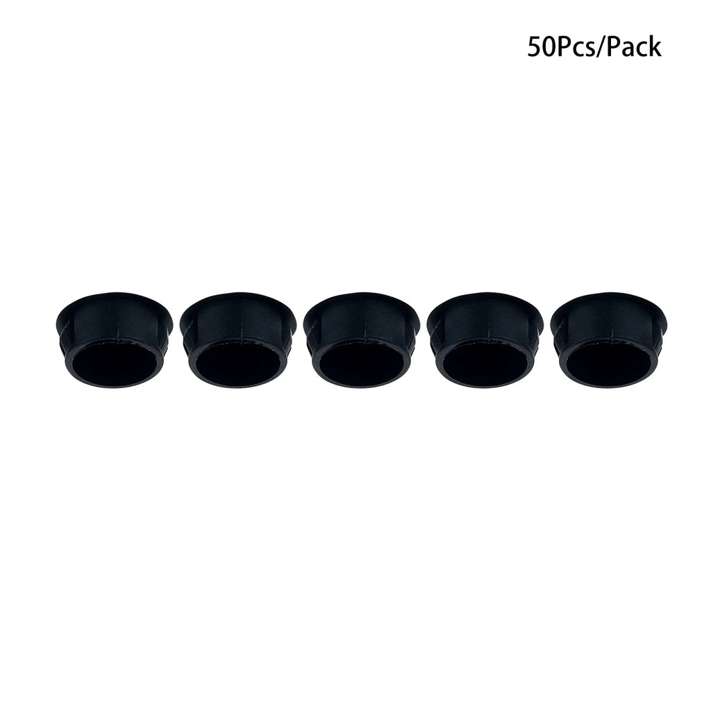 50Pcs Plastic Blanking End Caps Hole Plugs 5mm–32mm Black/White