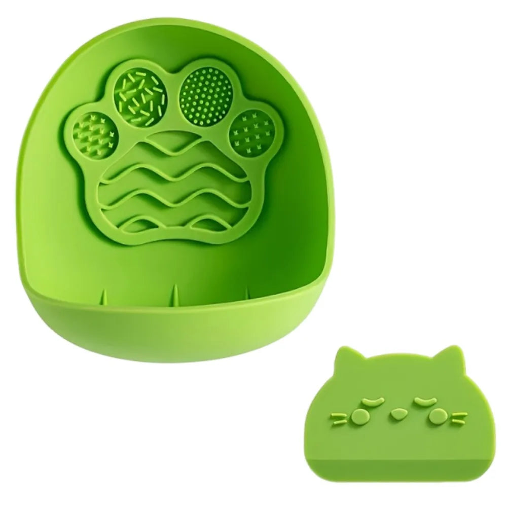 Silicone Suction Cup Cat Bowl | Non-Slip Slow Feeder Pet Dish