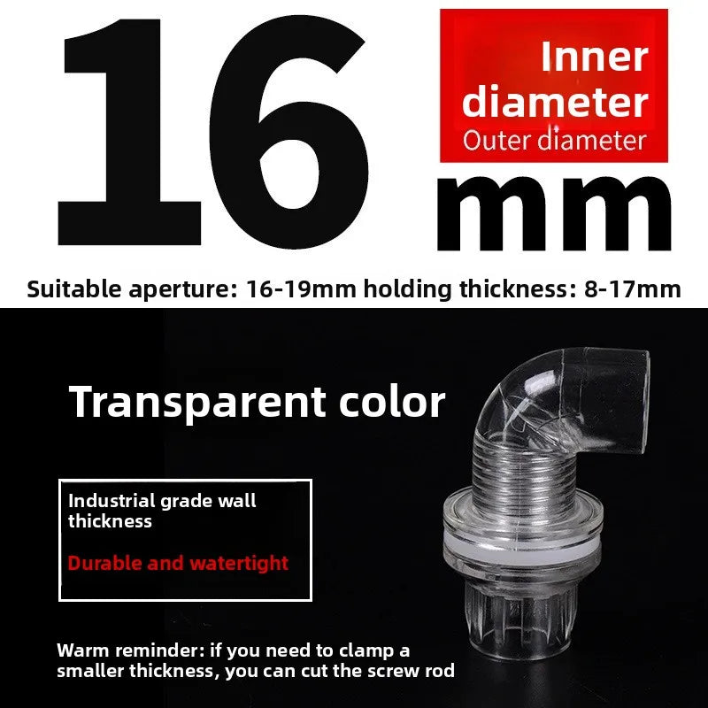 Pipe Fitting Elbow Tee End Cap Transparent Plexiglass Fish Tank Joints Water Accessories Acrylic Connector Oasis Select 16mm B