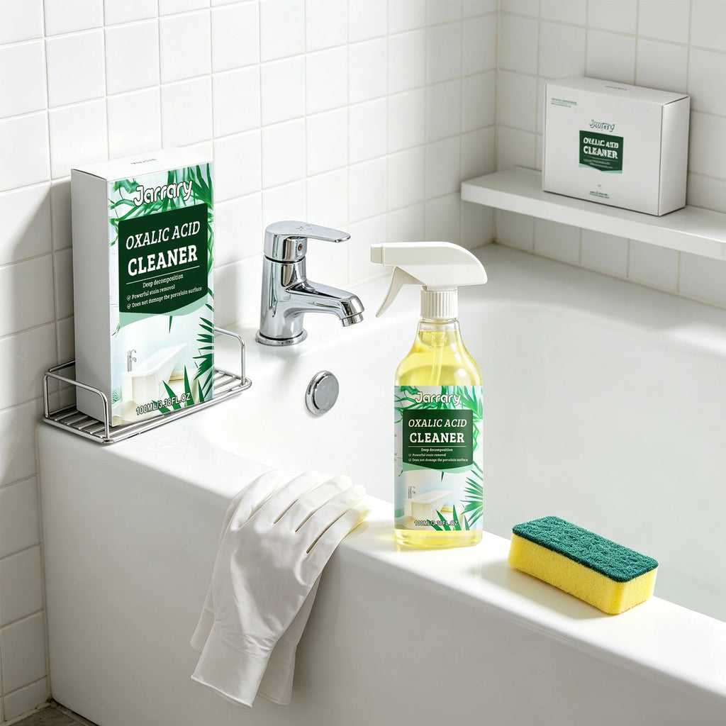 Oxalic Acid Cleaner 100ml Bathroom & Kitchen Stain Remover with Sponge & Gloves for Toilet, Tile & Grout Deep Cleaning Spray Oasis Select