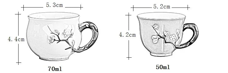 Chinese Handmade Plum Pattern Ceramic Tea Cup Small Coffee Cups with Handle China Porcelain Mugs Tea Set Oasis Select
