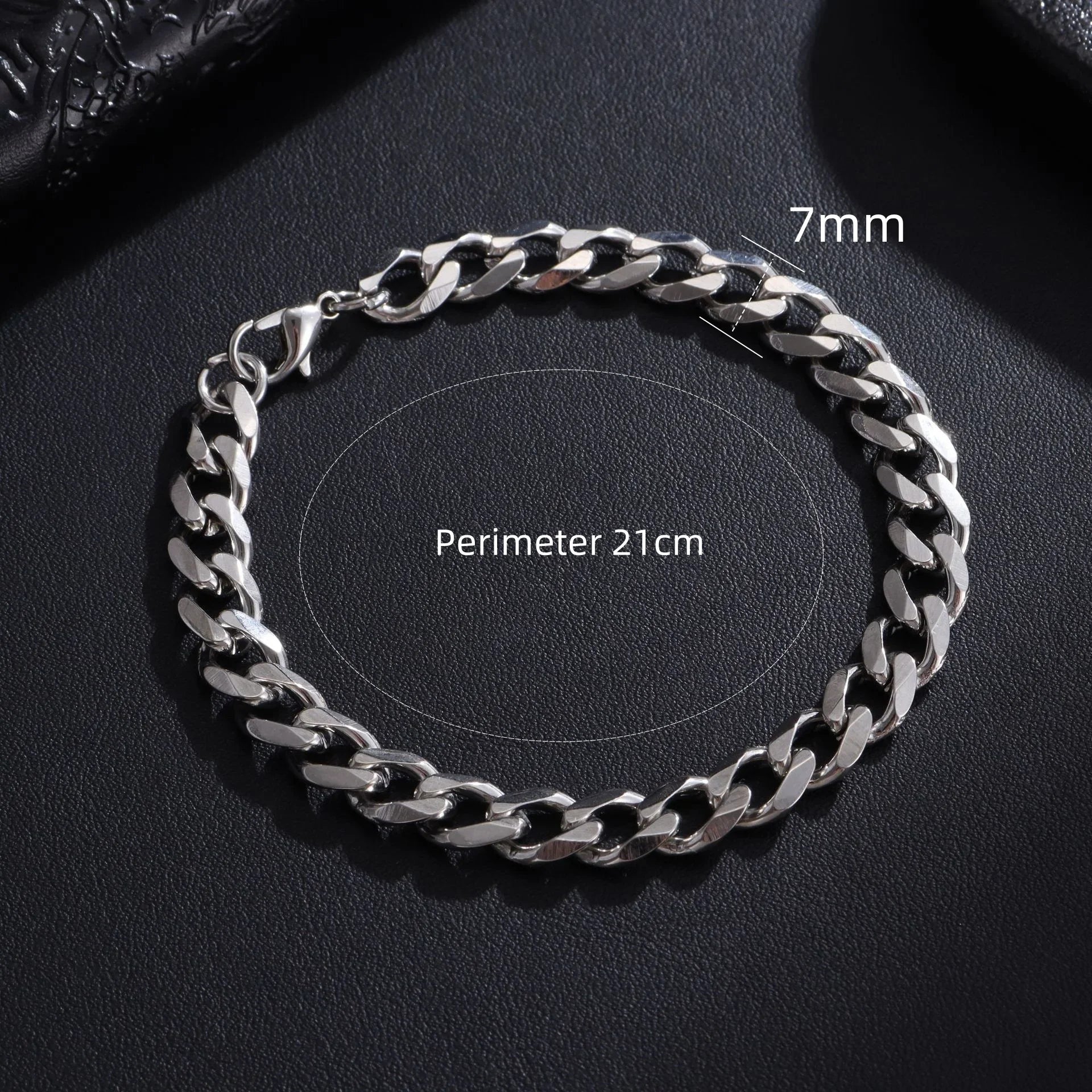 New Trendy Cuban Chain Men Bracelet Classic Stainless Steel 3/5/7/9mm Width Chain Bracelet For Men Women Jewelry Gift Oasis Select 7mm