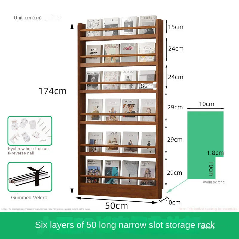 Behind the door, there is a small bookshelf, a multi-layer solid wood ultra-thin bookcase, a newspaper rack, a narrow slit child Oasis Select Three layers50cm