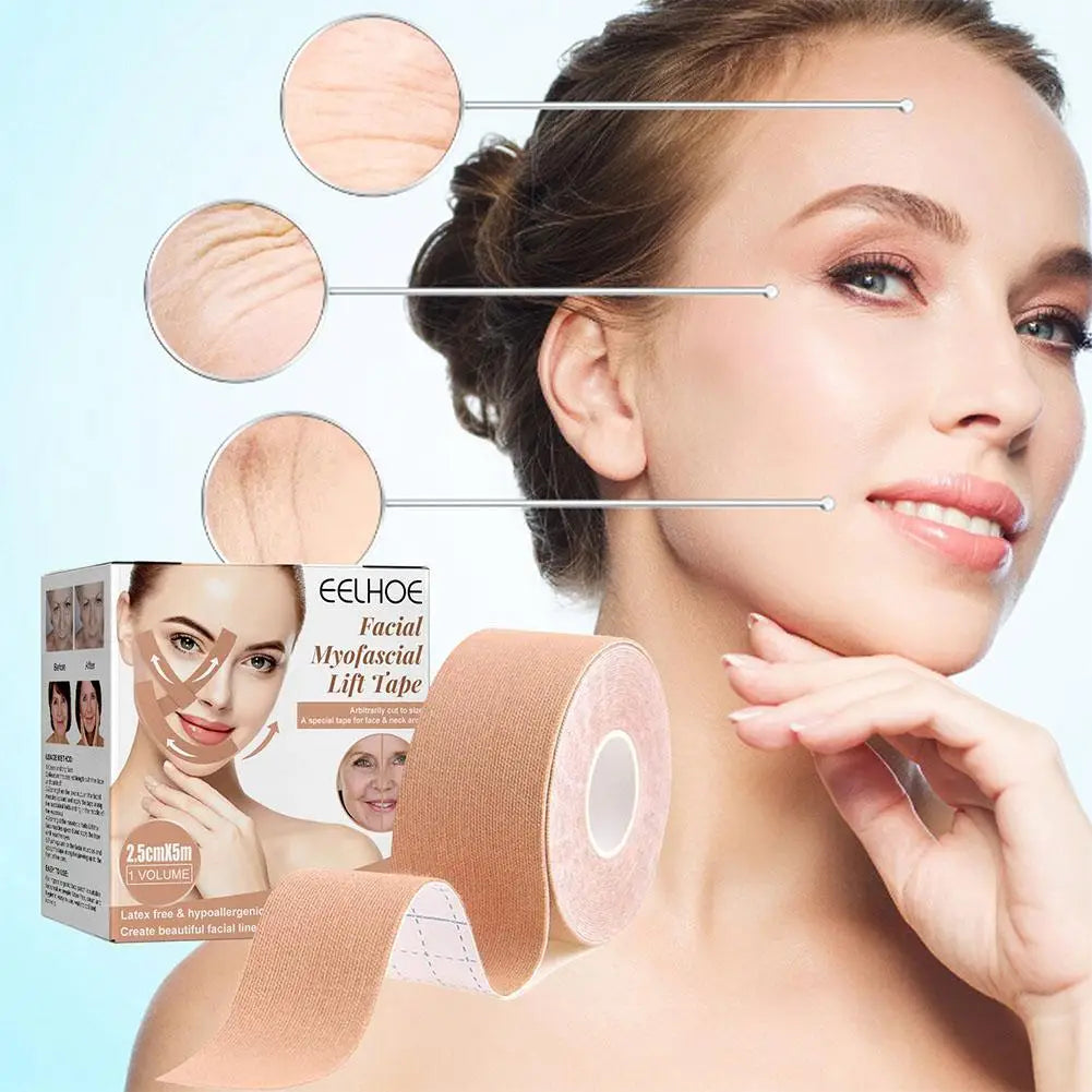 2 Rolls Facial Myofascial Face Lift Tape, Face Tape For Castor Oil, Breathable Face Lifting Patches For Firming Tightening Skin Oasis Select