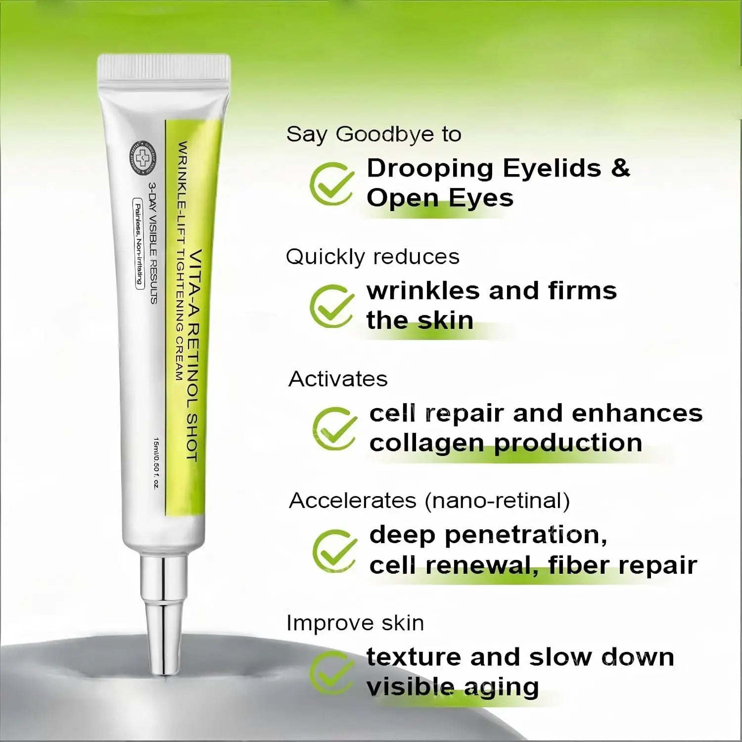 Retinol Shot Eye Face Cream Eye Cream Bightening Tightening Booster for Smoother Skin Care Fine Lines & Firmness 1/2/3pcs Oasis Select