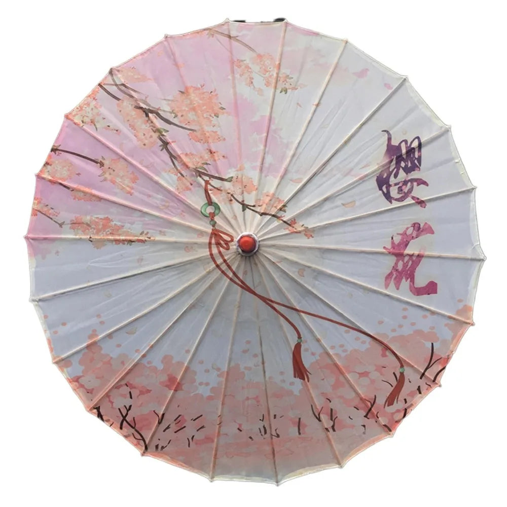 Handmade Silk Cloth Women Umbrella Waterproof Rain Proof Chinese Oil Paper Umbrella Decorative Ancient Dance Umbrella Oasis Select Style 15
